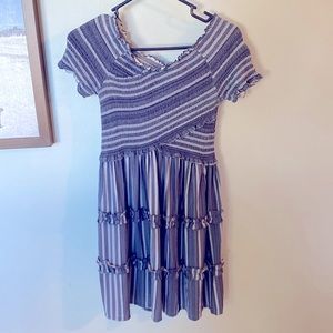 Blue and White Ruffle Dress